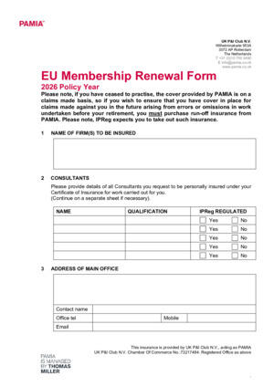 EU Membership Renewal Form