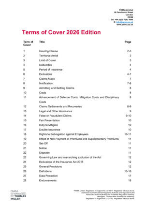 PAMIA Terms of Cover 2026